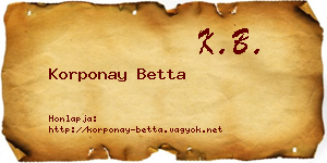 Korponay Betta névjegykártya